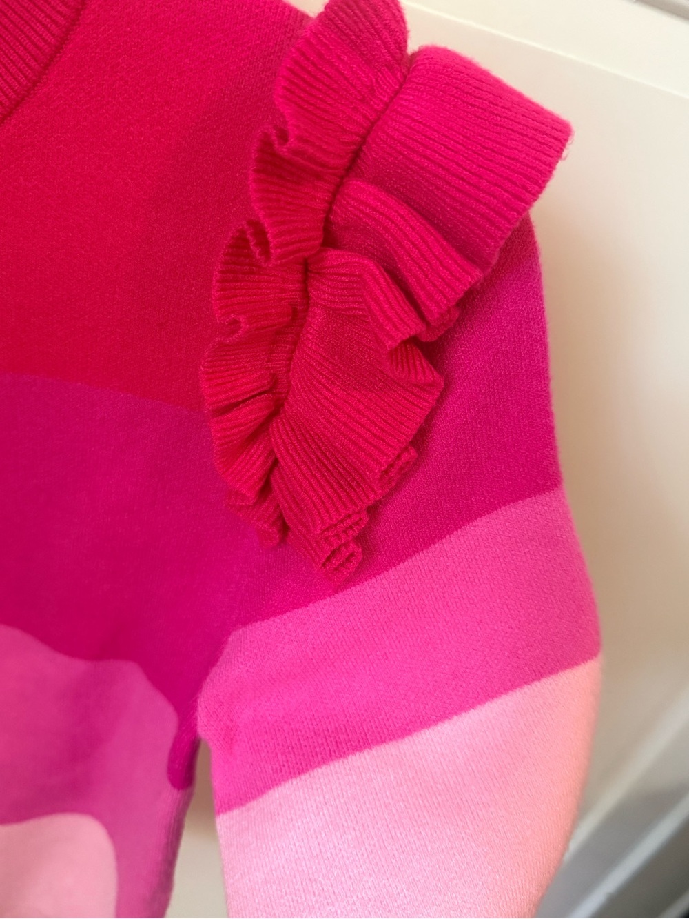 THML Bright Pink Striped Ruffle-Sleeve Sweater - Picture 5 of 7